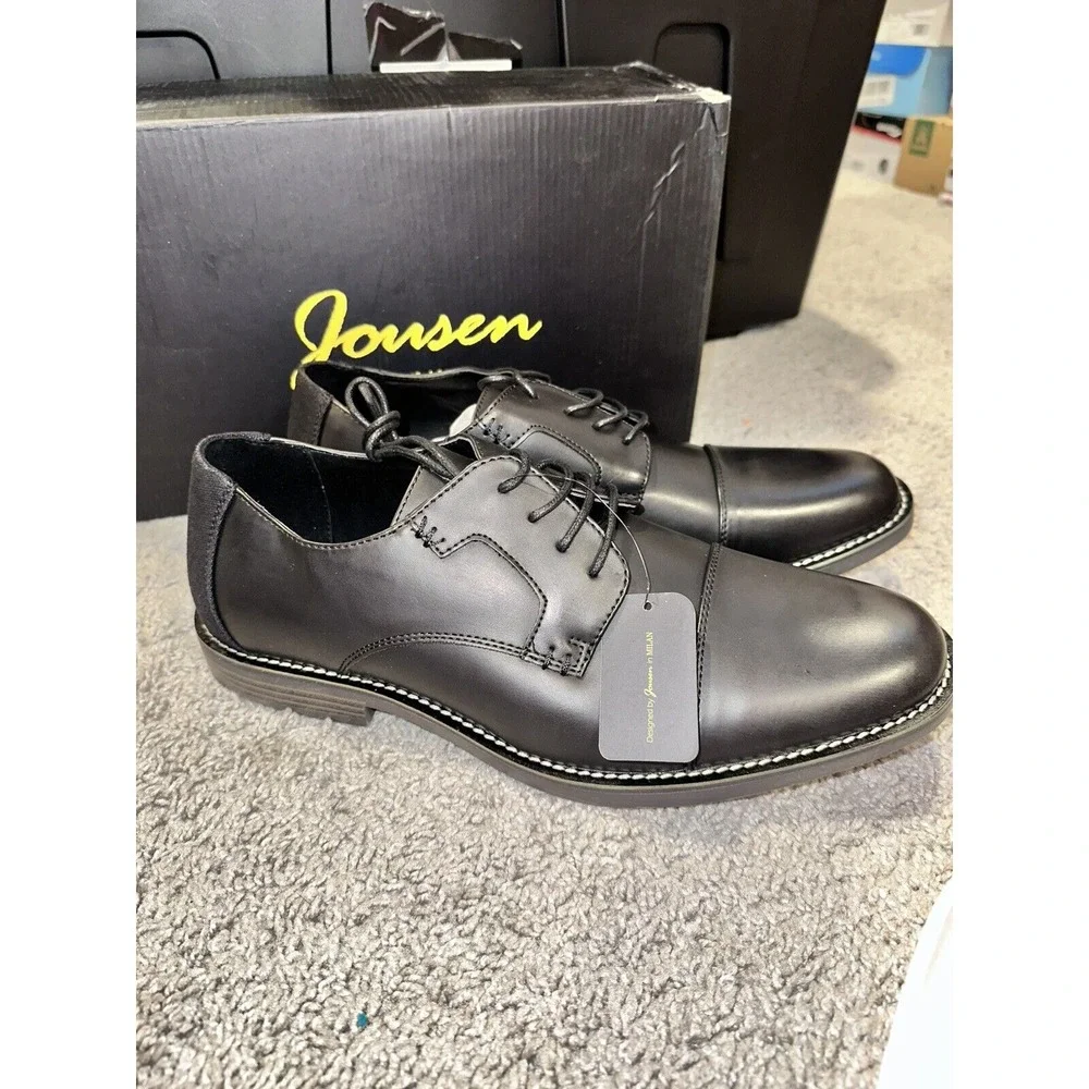 Jousen Milan Amy Black Leather Shoe Formal Casual Brogue Oxford Size 12 Lace-up
